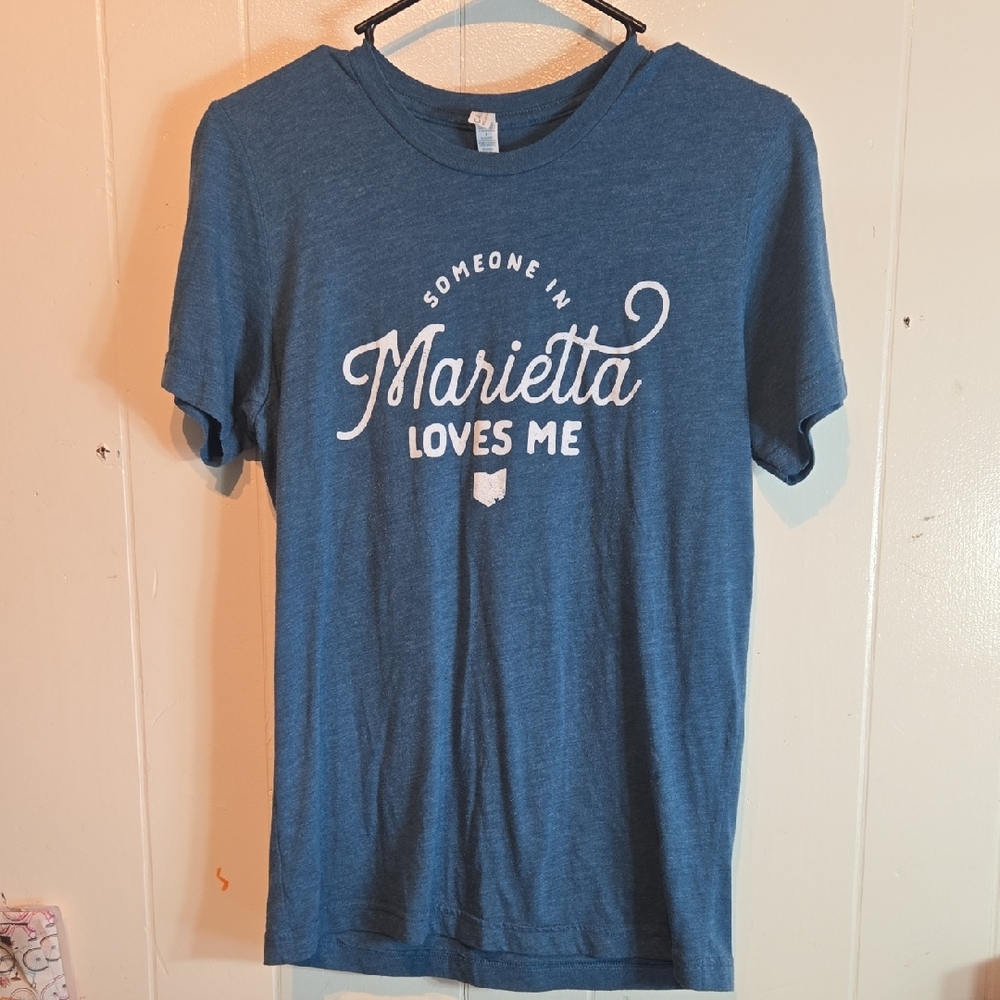 Bella Canvas Heather Blue Tee with White Print